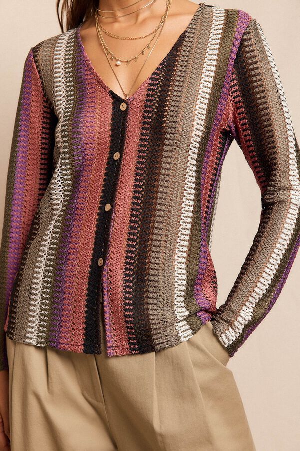 Slowlove Top botones estructura rayas Multicolor