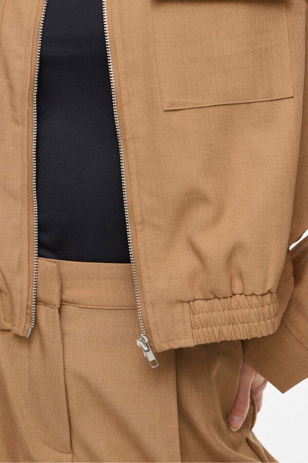 Vila Chaqueta bomber con cremallera Beige