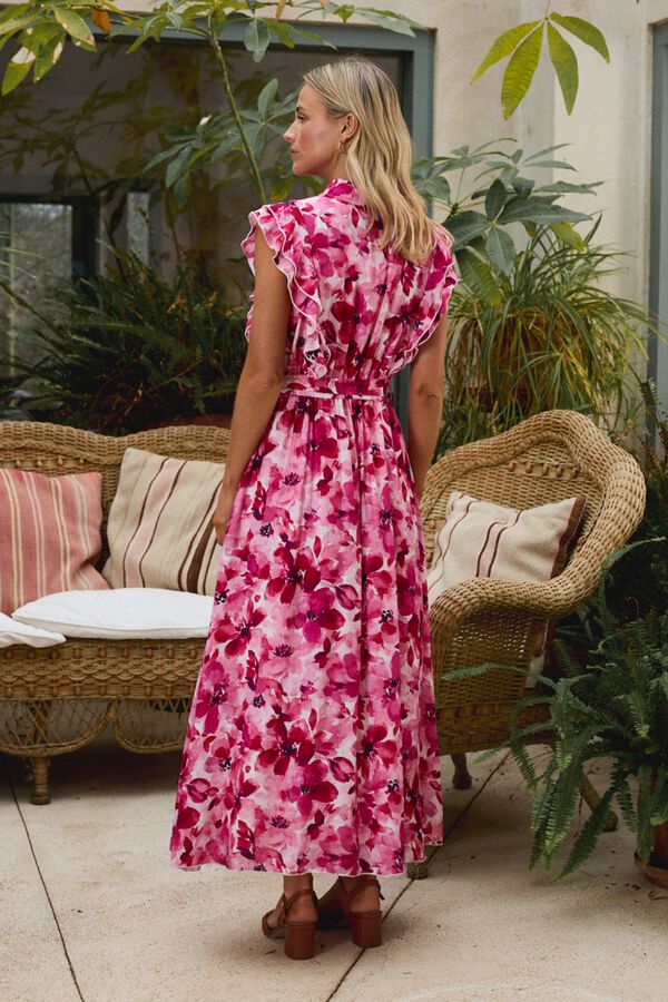 Pol&iacute;n Et Moi Vestido estampado MC frambuesa Fucsia