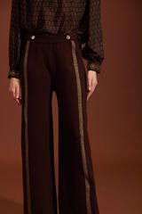Meisie Pantalones de punto a rayas de lurex Marr&oacute;n oscuro