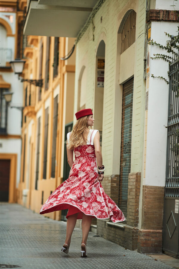 Panambi Vestido Yaran Estampado rojo
