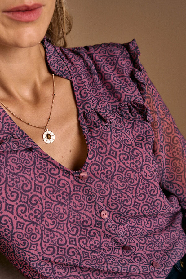 Pol&iacute;n Et Moi Camisa estampada volantes Idalia Rosa