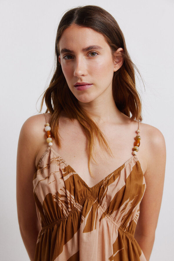 Vila Vestido largo estampado Beige