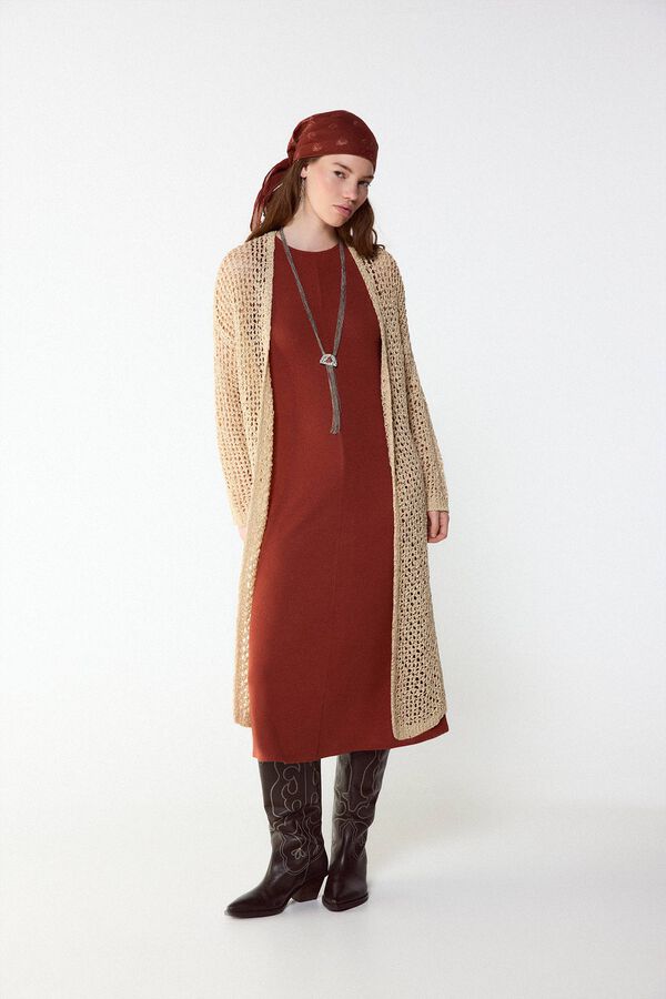Slowlove Vestido b&aacute;sico estructura Marr&oacute;n