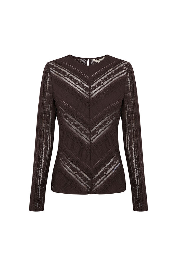 Slowlove Top encaje combinado Marr&oacute;n oscuro