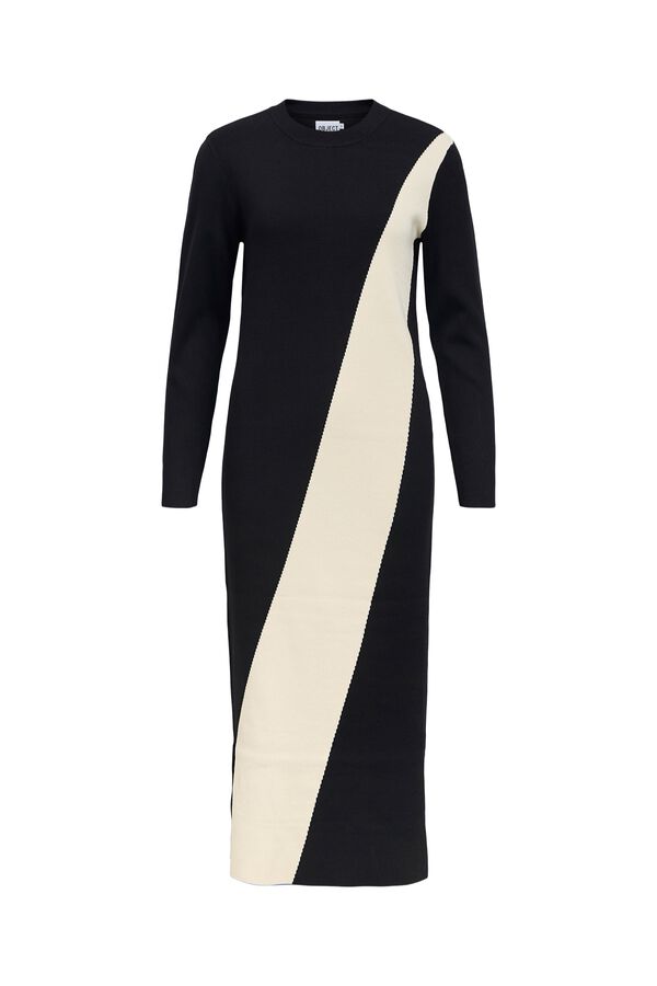 Object Vestido punto largo bicolor Negro
