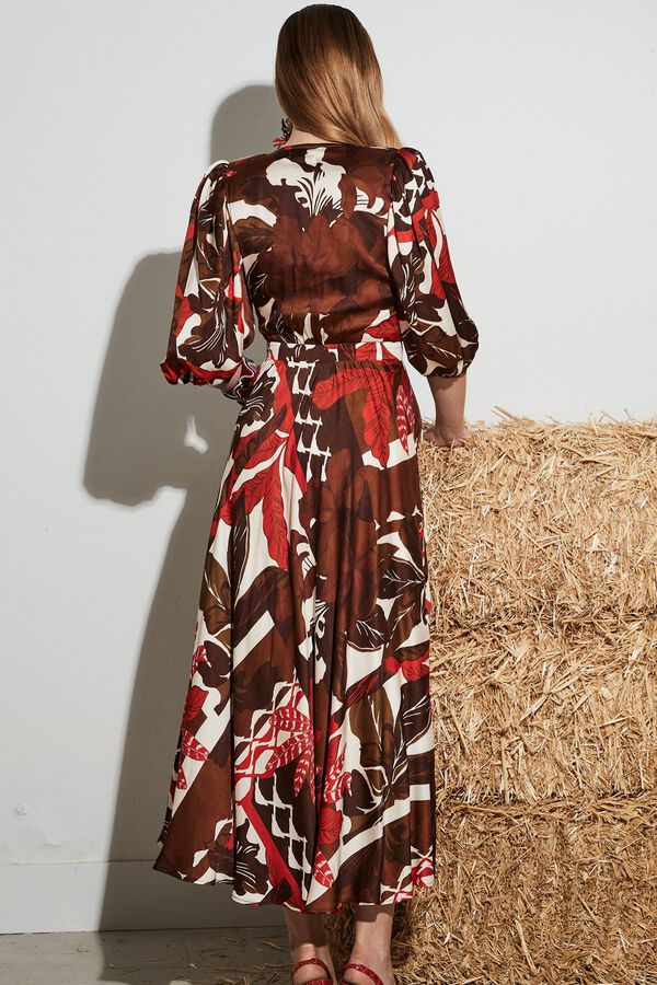 Panambi Vestido Miriam Estampado marr&oacute;n