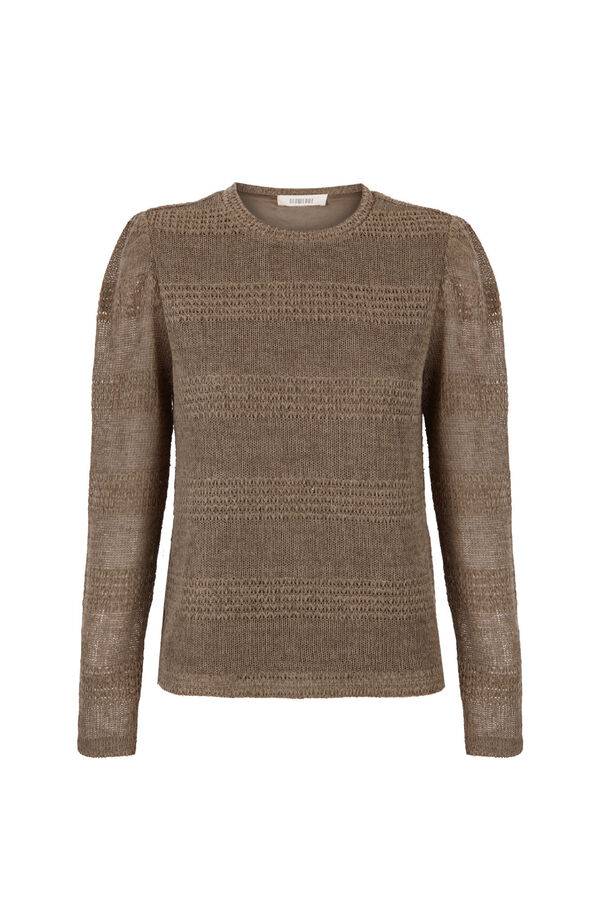 Slowlove Top manga larga estructura rústica Kaki