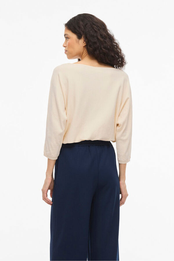 Vila Jersey fino cuello barco Beige