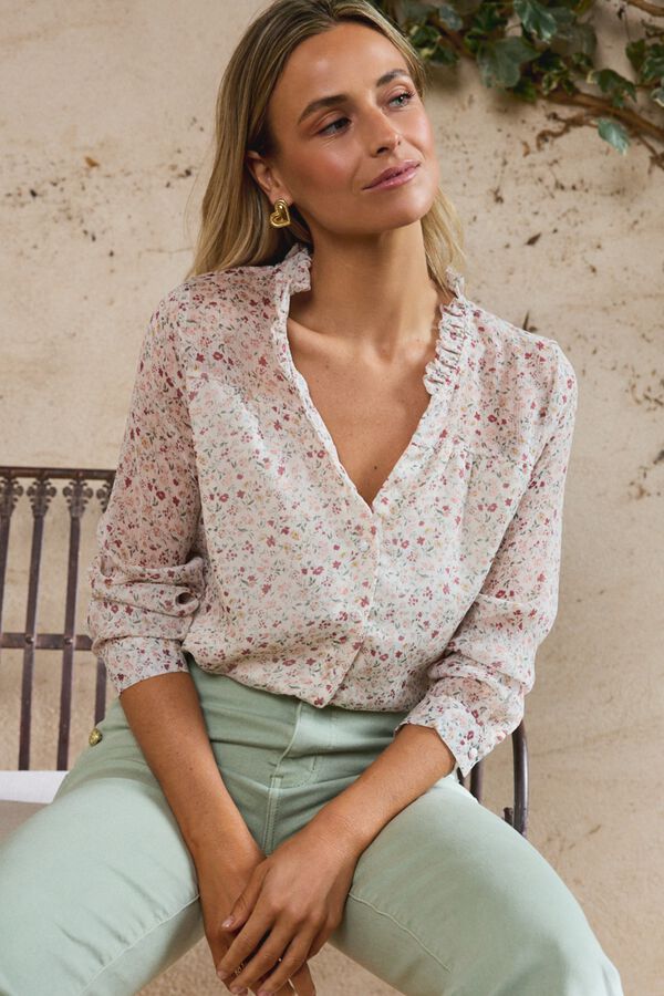 Pol&iacute;n Et Moi Camisa flores Magnolia Blanco