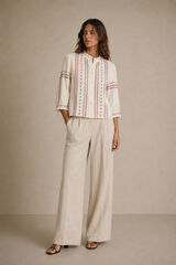 Vila Blusa bordada Beige