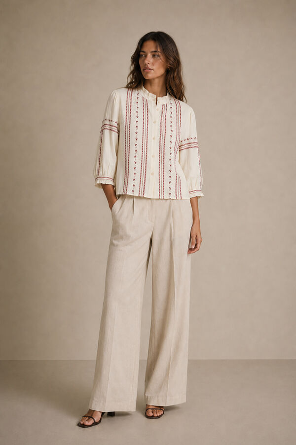 Vila Blusa bordada Beige