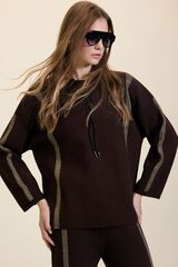 Meisie Jersey con rayas de lurex Marr&oacute;n oscuro