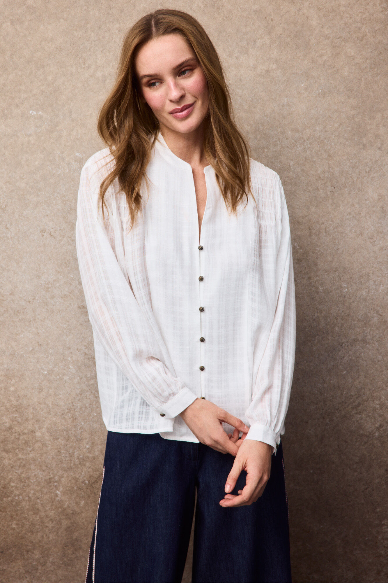 Slowlove Blusa frunce abullonada