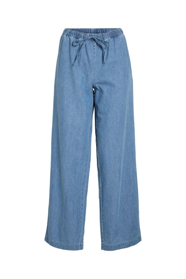 Vila Pantal&oacute;n Lyocell con cintura el&aacute;stica Azul