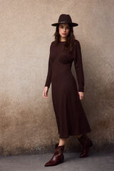 Slowlove Vestido estructura manga murci&eacute;lago Marr&oacute;n oscuro