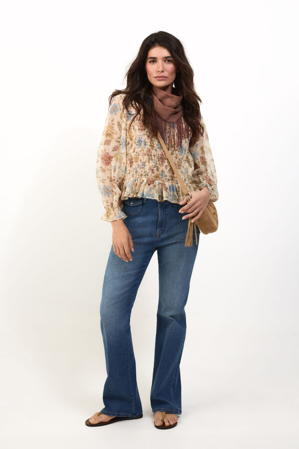 Slowlove Top gomas el&aacute;sticas estampado Dorado