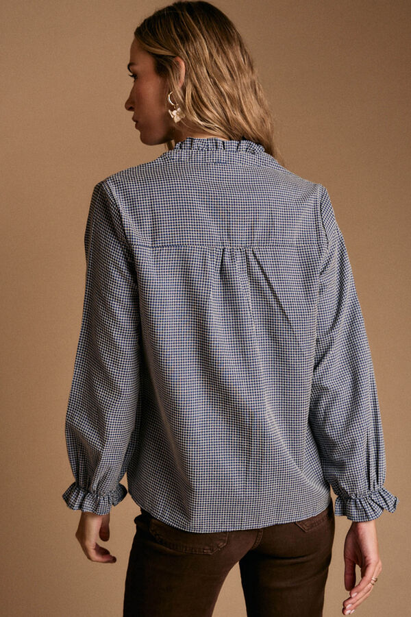 Pol&iacute;n Et Moi Camisa bordado cuadros Petroleo Azul