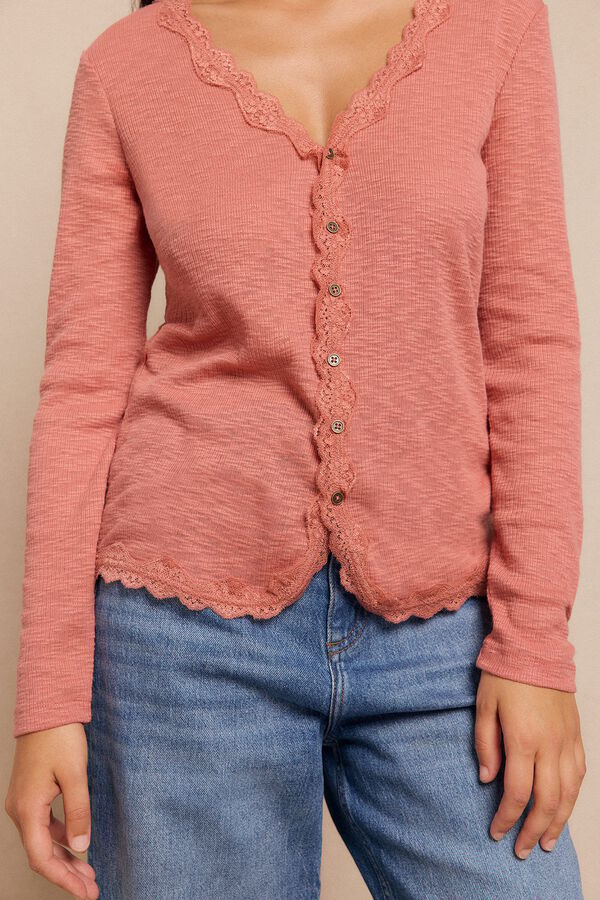 Slowlove Top cárdigan blonda Rosa