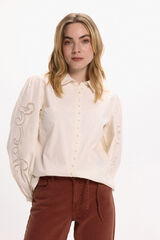 Vila Camisa con calados de algod&oacute;n org&aacute;nico Beige