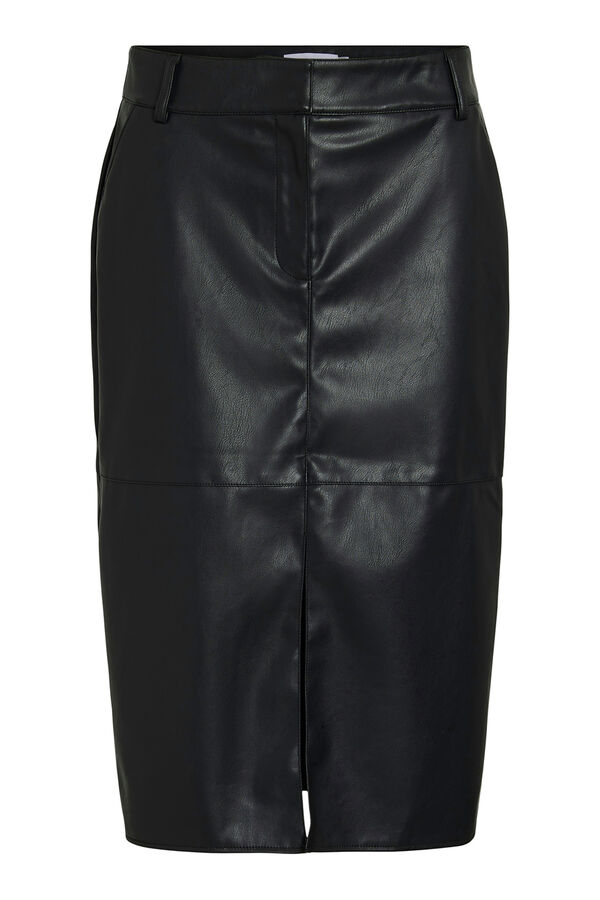 Vila Falda midi efecto piel Negro