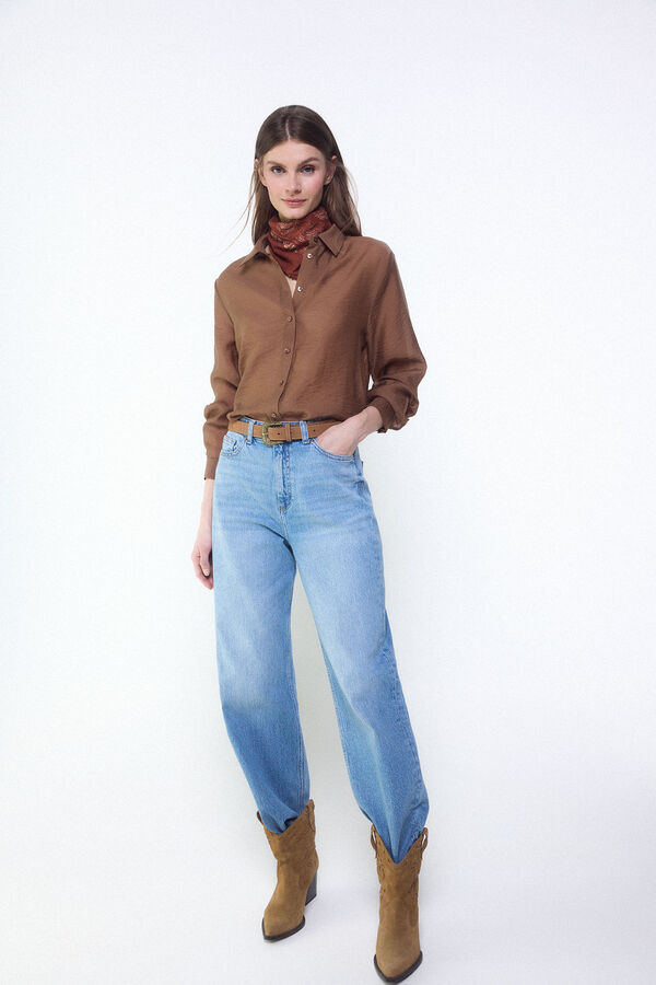 Slowlove Camisa organza Marr&oacute;n