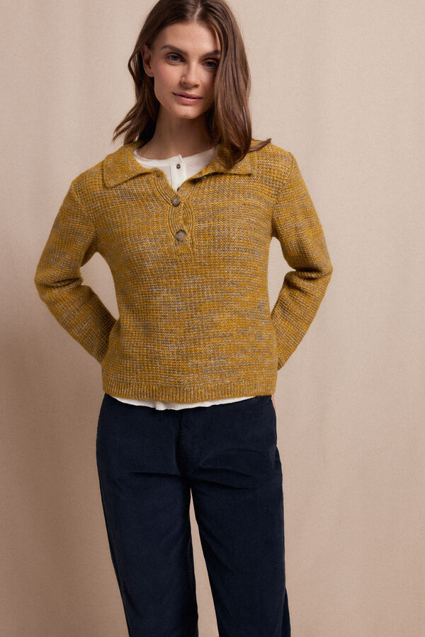 Slowlove Jersey polo jaspeado Dorado