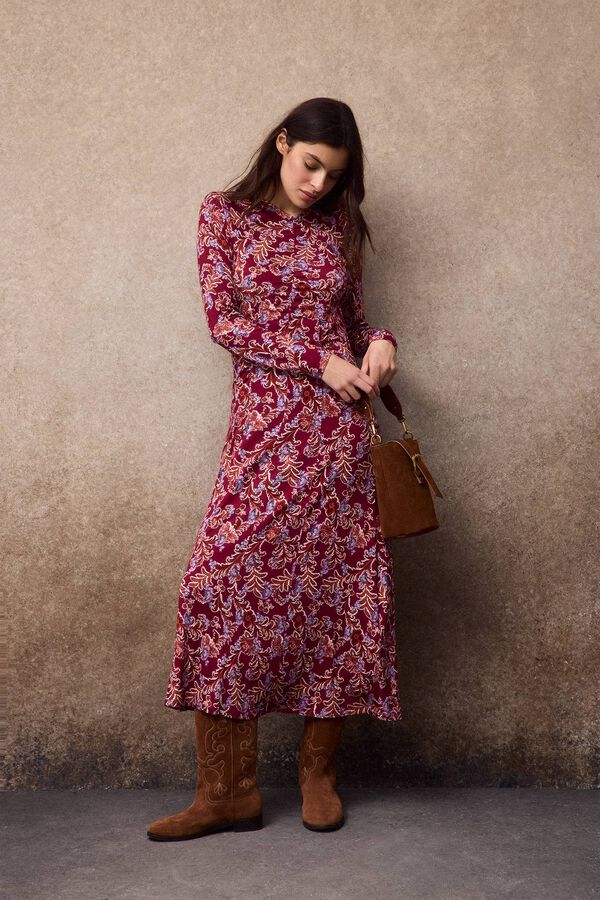 Slowlove Vestido estampado frunces Rojo