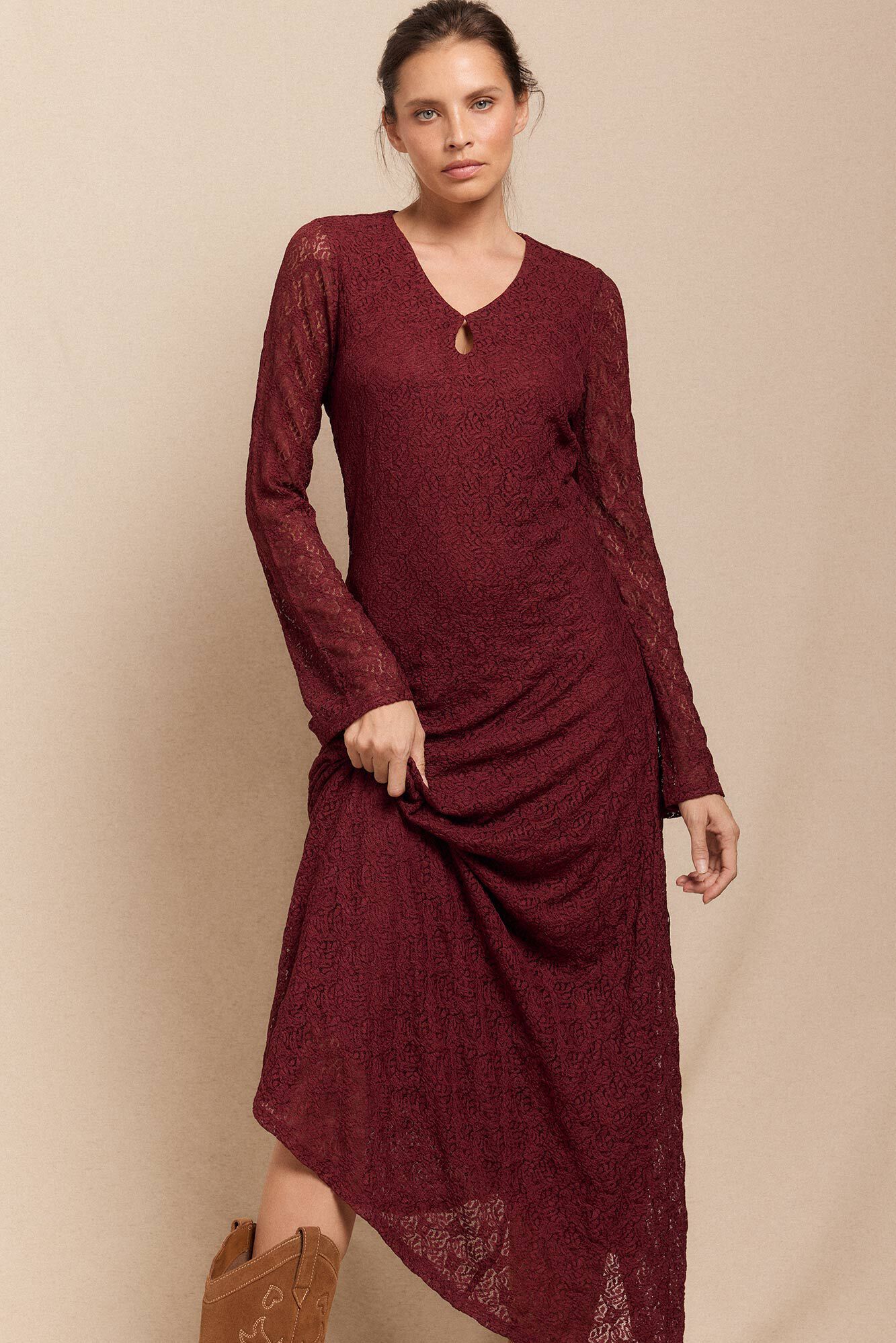 Slowlove Vestido encaje manga larga