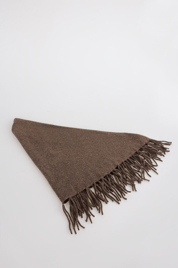 Slowlove Chal grueso flecos Marrón