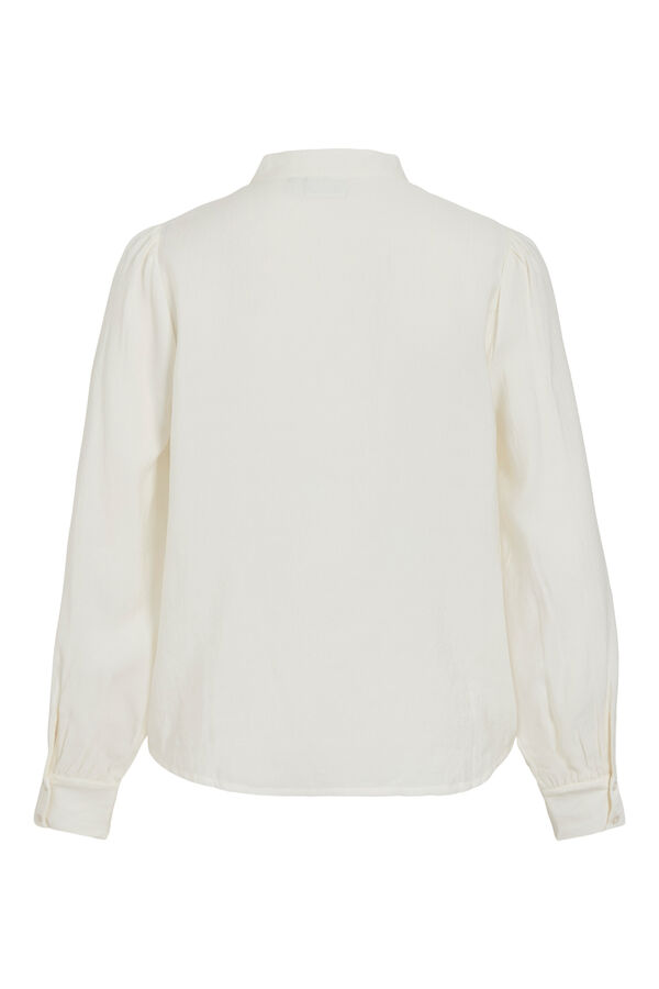 Vila Blusa con detalles plisados y encaje Blanco