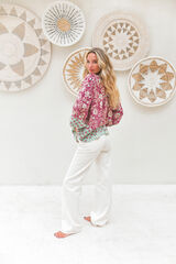 Jaase Blusa estampado floral Fucsia