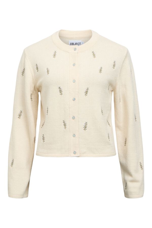 Object Cardigan tacto suave bordado Beige