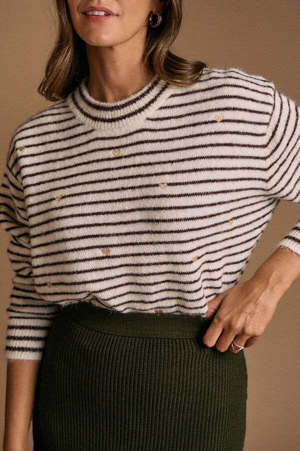 Pol&iacute;n Et Moi Jersey rayas coraz&oacute;n Trice Estampado marr&oacute;n