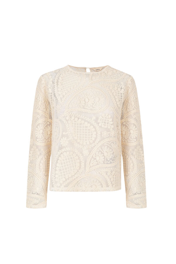 Slowlove Top crochet floral Blanco