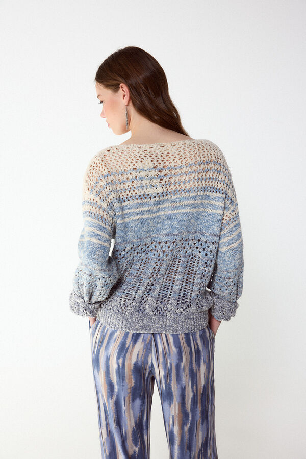 Slowlove Jersey punto calado Azul