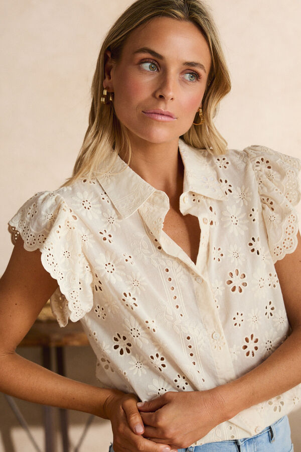 Pol&iacute;n Et Moi Camisa volantes Bibiana Beige