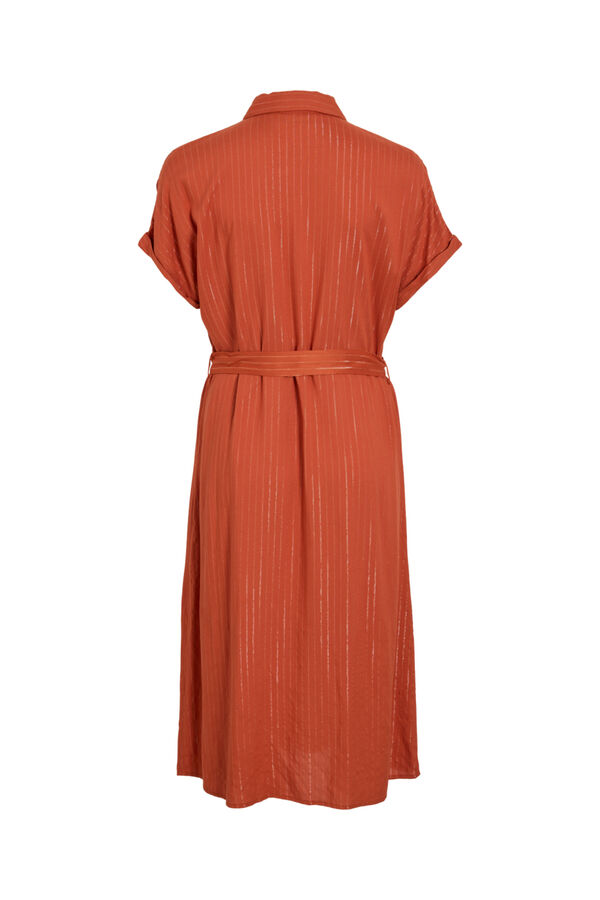 Vila Vestido camisero midi con l&uacute;rex Naranja