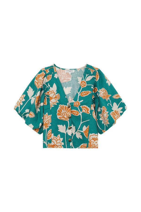 Grace & Mila Top floral corto Vahe Verde