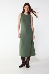 Slowlove Vestido b&aacute;sico estructura Kaki