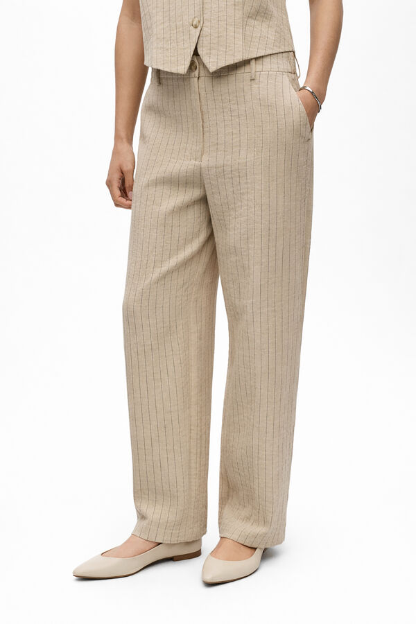 Object Pantal&oacute;n ancho rayas Beige