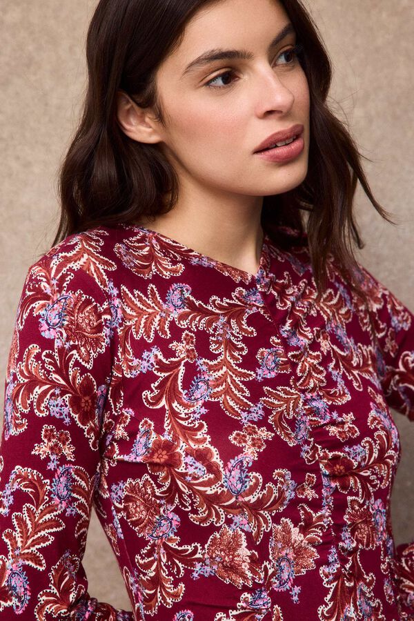 Slowlove Vestido estampado frunces Rojo