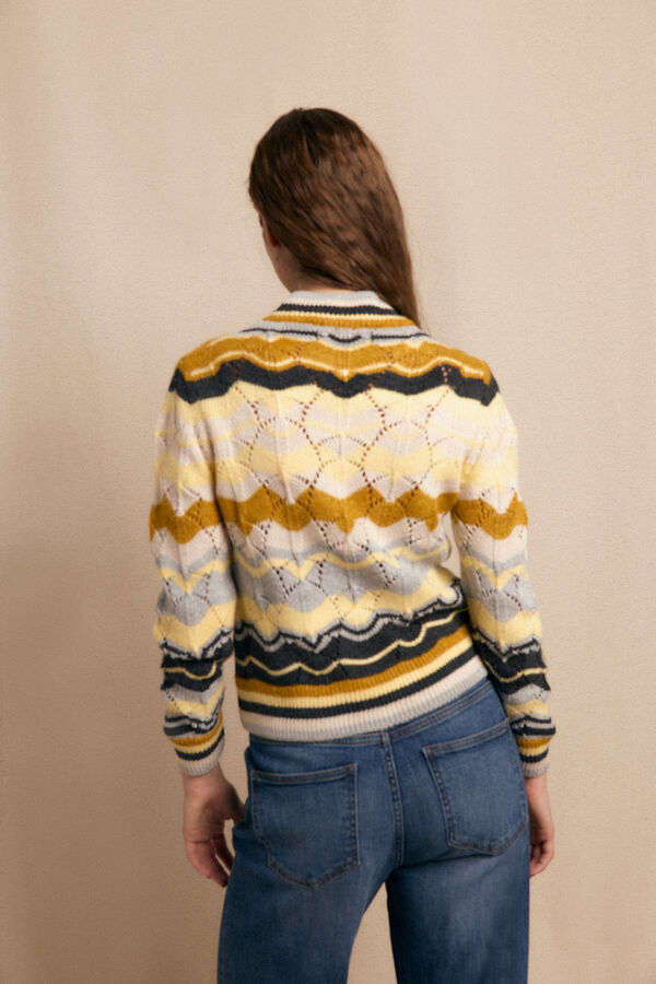 Slowlove Jersey ondas multicolor Estampado amarillo