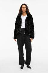 Vila Abrigo efecto pelo con cremallera Negro