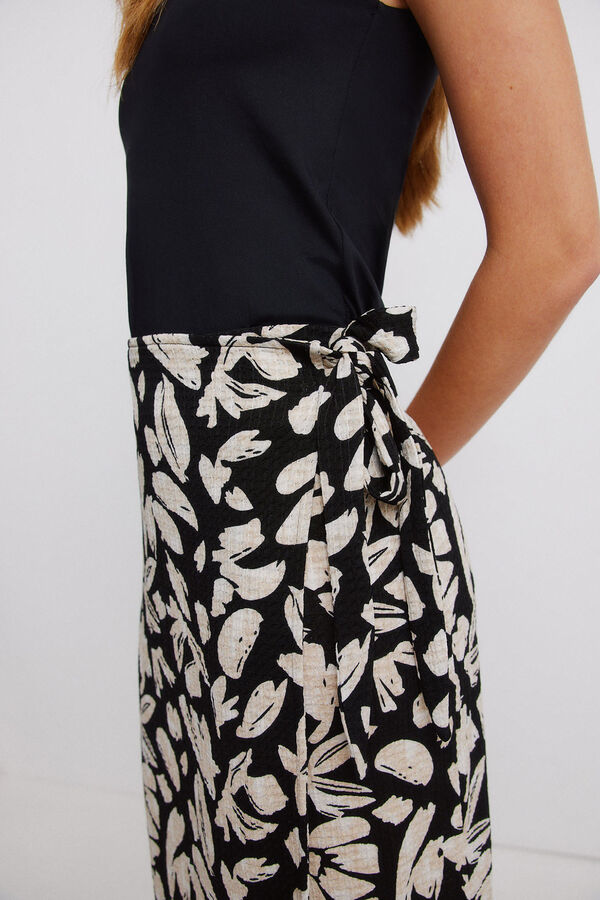 Vila Falda pareo midi estampada Negro