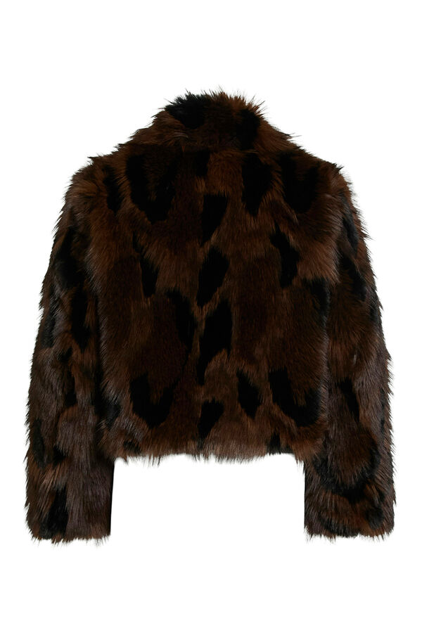 Vila Abrigo efecto pelo con solapas Marr&oacute;n oscuro