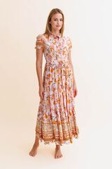 Jaase Vestido largo Rina Estampado naranja