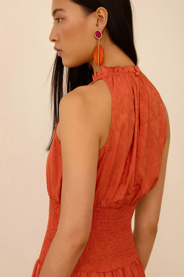 Meisie Vestido largo tejido jacquard Naranja