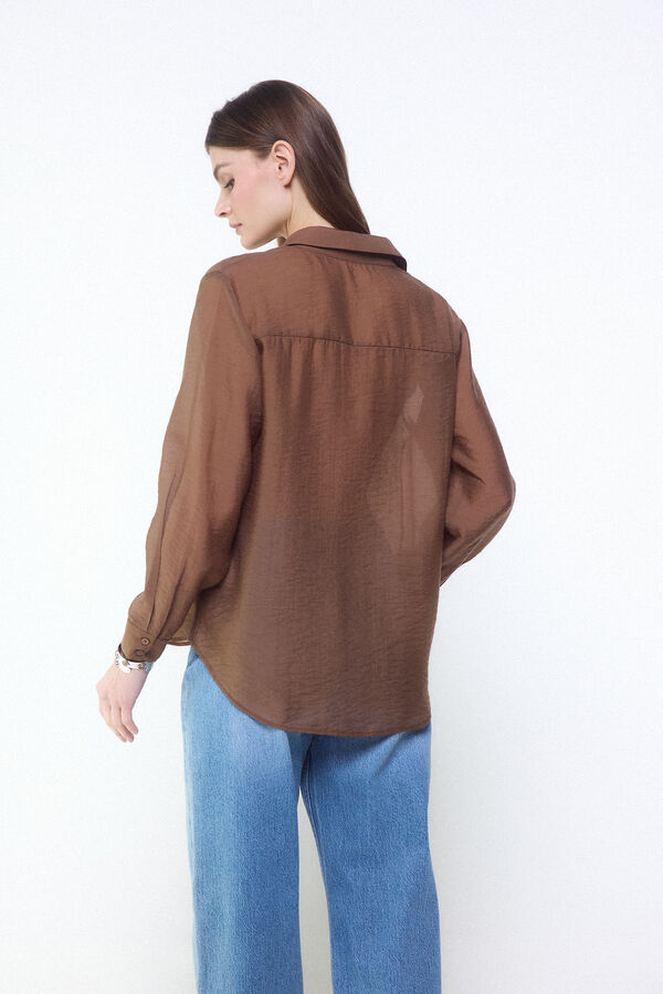 Slowlove Camisa organza Marr&oacute;n