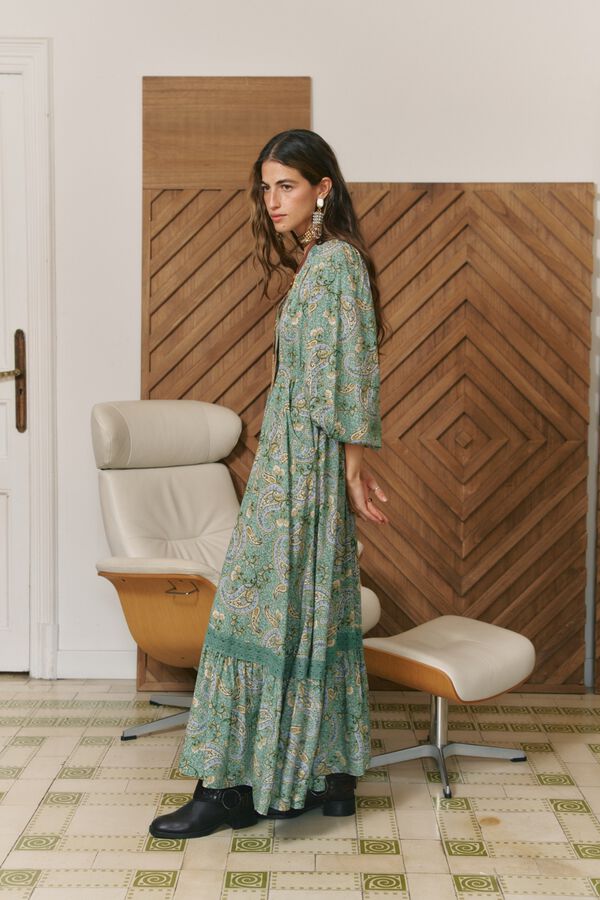 Jaase Vestido maxi Carmen Estampado verde